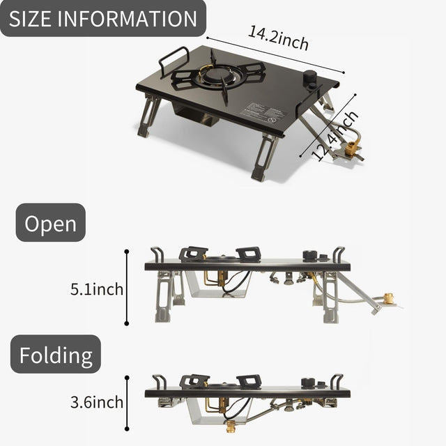 Kompor Gas Lipat Camping Portable - Naturehike G01 Tabletop Folding Single Head Gas Furnace / Black / NH20RJ001