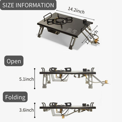 Kompor Gas Lipat Camping Portable - Naturehike G01 Tabletop Folding Single Head Gas Furnace / Black / NH20RJ001