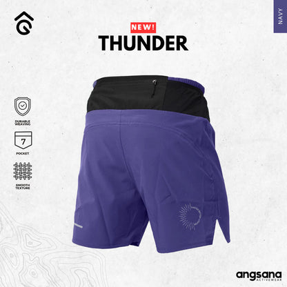 Celana Pendek Lari/Running - Angsana Series Thunder / Dilengkapi Pocket Belt & Zipper