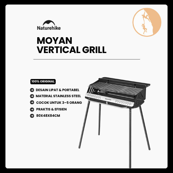 Kompor Pemanggang Camping Portable Outdoor - Naturehike Moyan Vertical Grill / CNK2300015 / Black