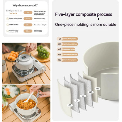 Set Alat Masak Camping Outdoor - Naturehike Ceramic Non-Stick Set Pots