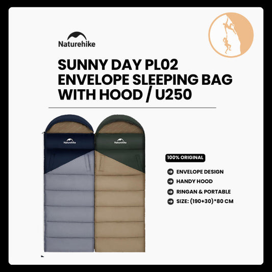 Kantong Tidur Camping Outdoor - Naturehike Sunny Day PL02 Envelope Sleeping Bag with Hood / U250