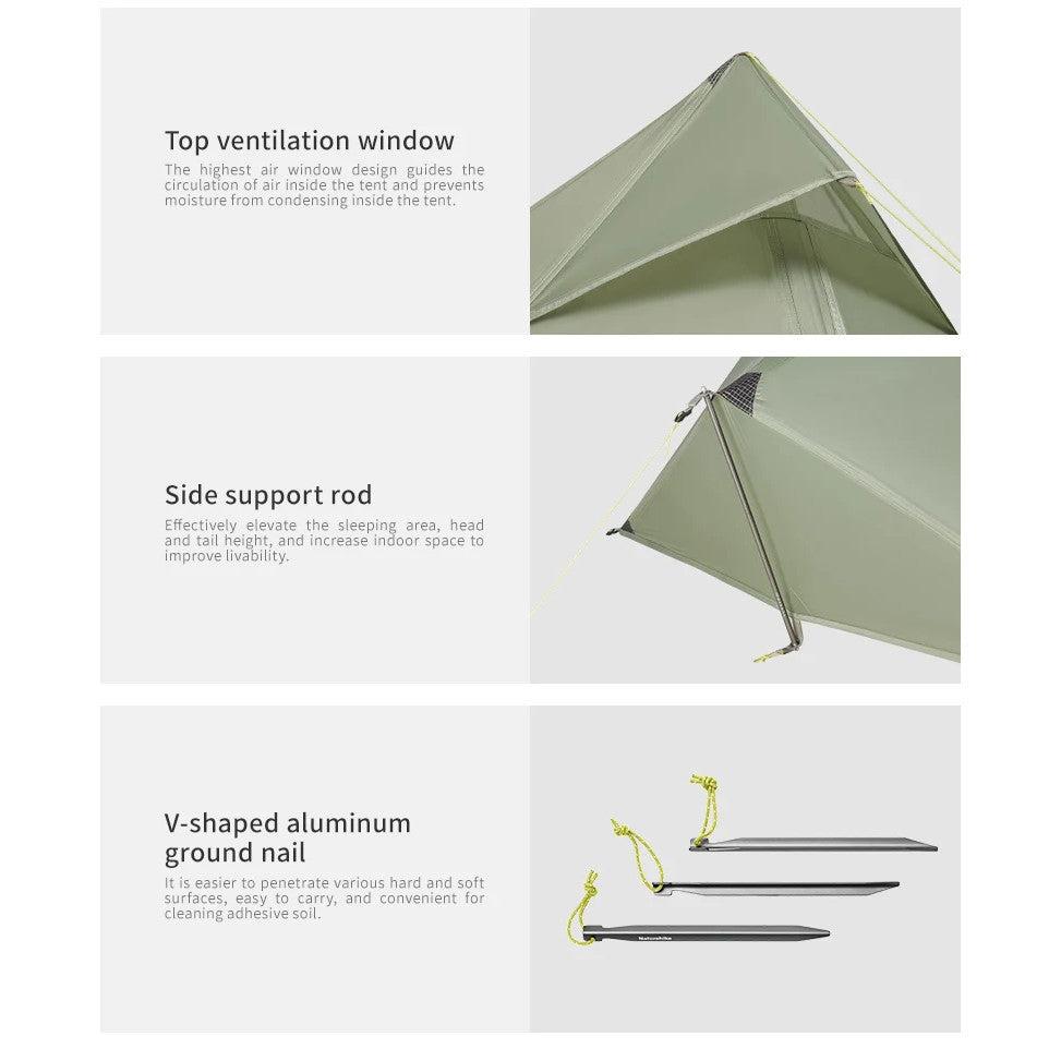 Tenda Camping/Ultra Light Hiking - Naturehike Lingfeng Hiking Tent UL / Kapasitas 2 Orang /15D Nylon
