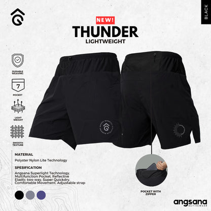 Celana Pendek Lari/Running - Angsana Series Thunder / Dilengkapi Pocket Belt & Zipper