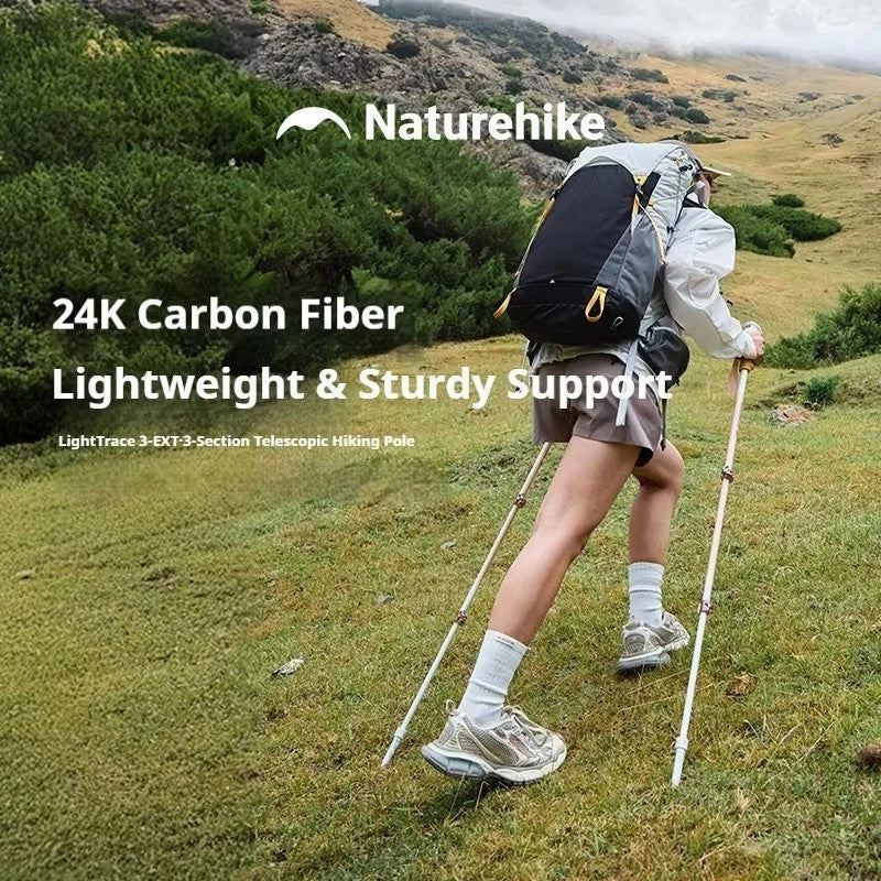 Tongkat Gunung/Hiking - Naturehike Sunsia 3-EXT Three-Section Carbon Fiber Telescopic Trekking Pole / CNK2550DS015