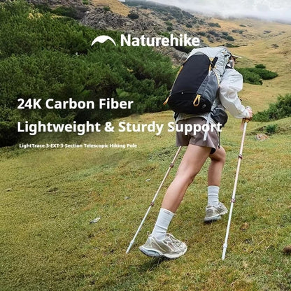 Tongkat Gunung/Hiking - Naturehike Sunsia 3-EXT Three-Section Carbon Fiber Telescopic Trekking Pole / CNK2550DS015