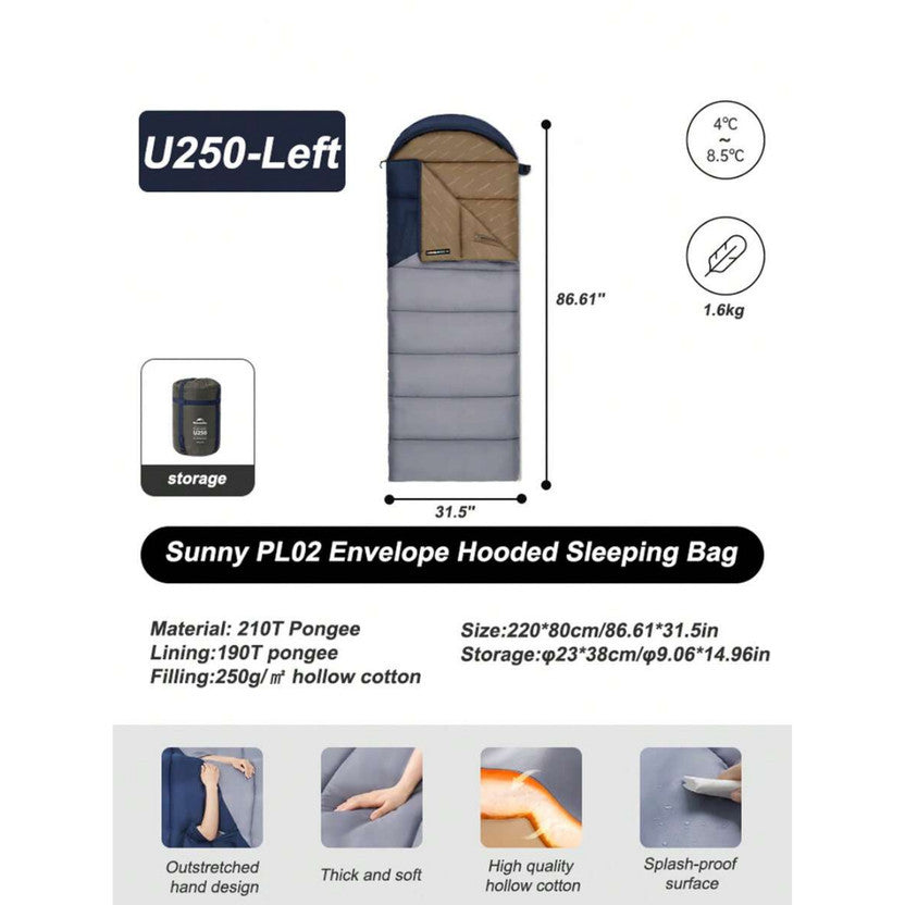 Kantong Tidur Camping Outdoor - Naturehike Sunny Day PL02 Envelope Sleeping Bag with Hood / U250
