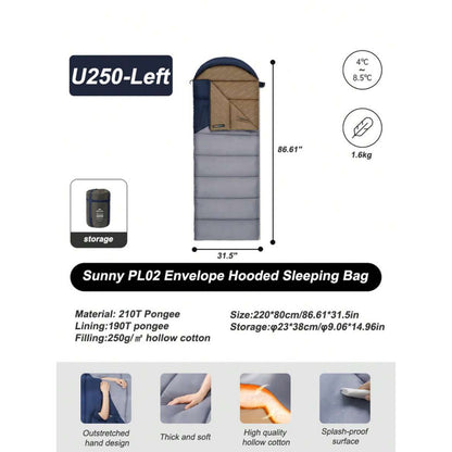Kantong Tidur Camping Outdoor - Naturehike Sunny Day PL02 Envelope Sleeping Bag with Hood / U250