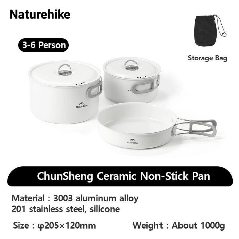 Set Alat Masak Camping Outdoor - Naturehike Ceramic Non-Stick Set Pots