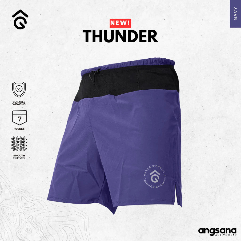 Celana Pendek Lari/Running - Angsana Series Thunder / Dilengkapi Pocket Belt & Zipper