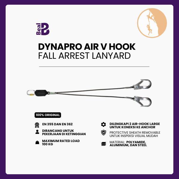 Climbing Safety/Fall Arrest Lanyard - Beal Dynapro Air V Hook 150cm Sand