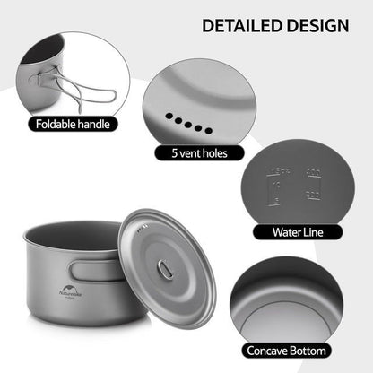 Alat Masak Camping Outdoor/Cooking Pot - Naturehike TDG02 outdoor Ti Pot Ti Color/1300ML