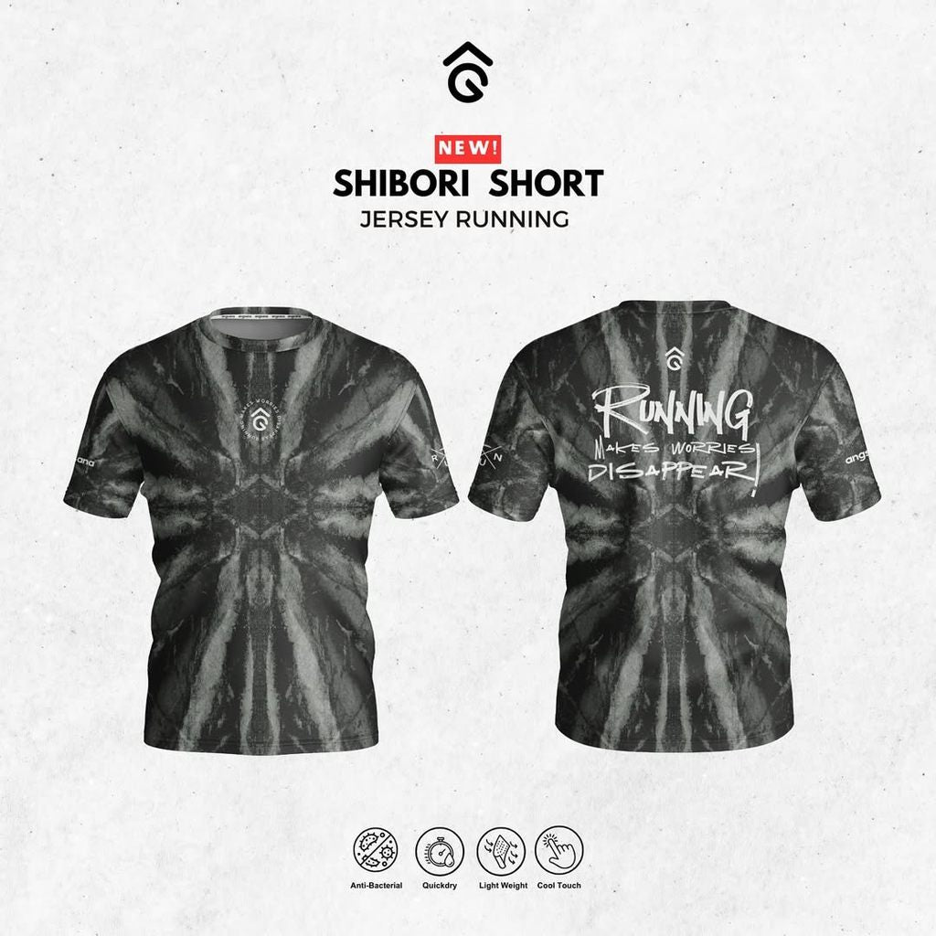 Kaos Lari/Running Jersey Short - Angsana SHIBORI - Super Ringan/Anti UV