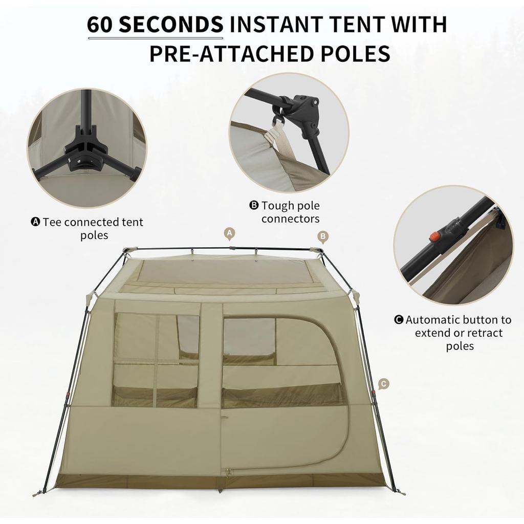 Tenda Camping/Ultralight Backpacking Tent - Naturehike Village™ 6.0 4-Person Instant Cabin Tent