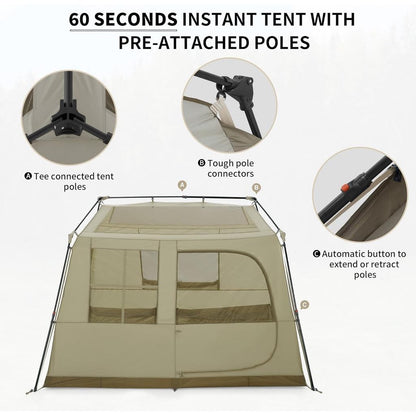 Tenda Camping/Ultralight Backpacking Tent - Naturehike Village™ 6.0 4-Person Instant Cabin Tent