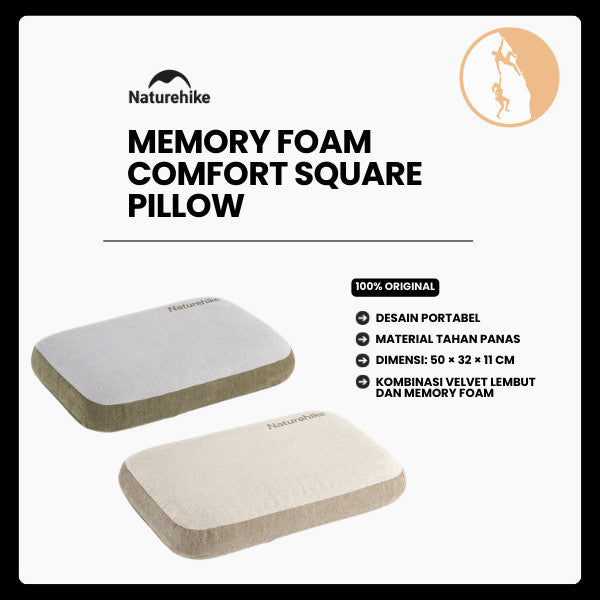 Bantal Traveling/Portable - Naturehike Memory Foam Comfort Square Pillow