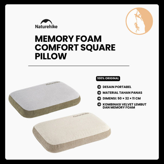 Bantal Traveling/Portable - Naturehike Memory Foam Comfort Square Pillow