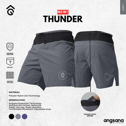 Celana Pendek Lari/Running - Angsana Series Thunder / Dilengkapi Pocket Belt & Zipper