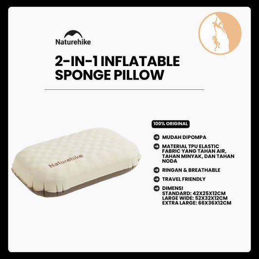 Bantal Tiup/Travel/Portable - Naturehike 2-in-1 Sponge Pillow (Champagne Brown)