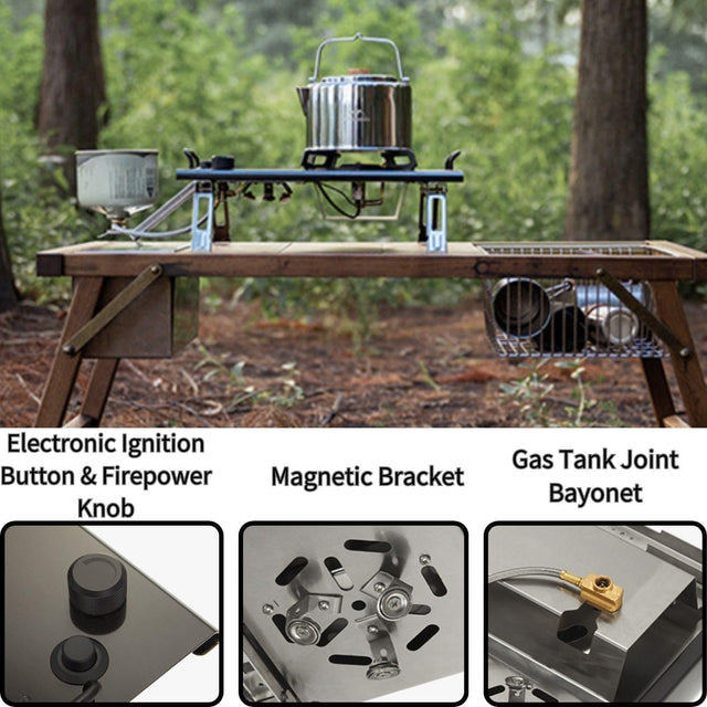 Kompor Gas Lipat Camping Portable - Naturehike G01 Tabletop Folding Single Head Gas Furnace / Black / NH20RJ001
