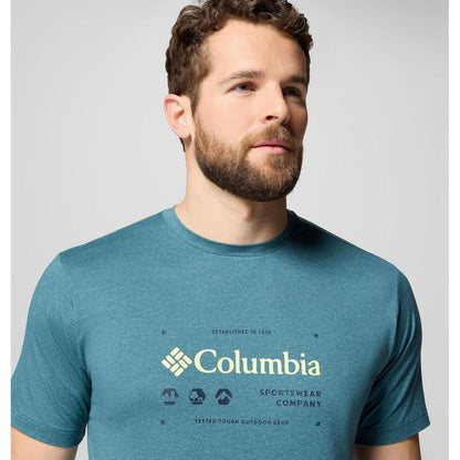Kaos Outdoor/Hiking Pria - Columbia Men's Kwick Hike™ Graphic Short Sleeve T-Shirt (Everblue Heather)
