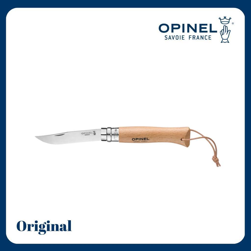 Opinel No 08 Stainless Steel with Leather Lace - Opinel Trekking/Bushwhacker/Folding Knife