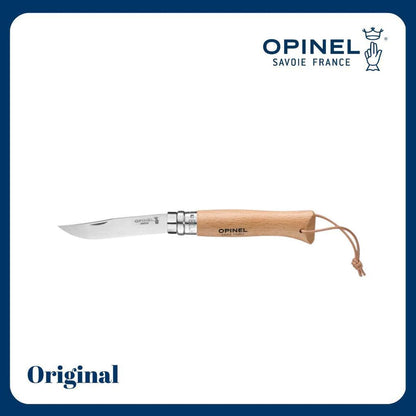 Opinel No 08 Stainless Steel with Leather Lace - Opinel Trekking/Bushwhacker/Folding Knife