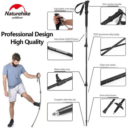 Tongkat Gunung/Hiking - Naturehike Qing Xue Base Three-Section 7075 Aluminum Alloy Trekking Pole / NH17D017-D