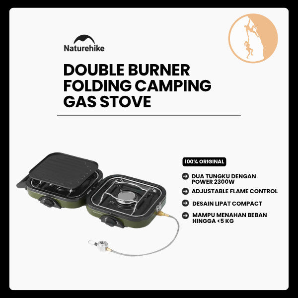 Kompor Camping Portable Outdoor - Naturehike Double Burner Folding Camping Gas Stove NH22RJ003