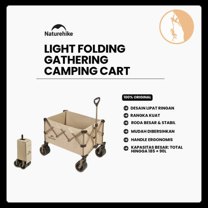 Trolley/Gerobak Lipat Portable - Naturehike Light Folding Gathering Camping Cart / Khaki / 185+90L / CNK2450JJ017