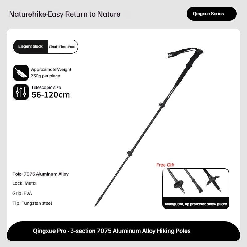 Tongkat Gunung/Hiking - Naturehike Qing Xue Base Three-Section 7075 Aluminum Alloy Trekking Pole / NH17D017-D