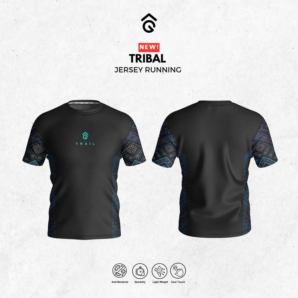 Kaos Lari/Running Jersey Short - Angsana TRIBAL - Super Ringan/Anti UV