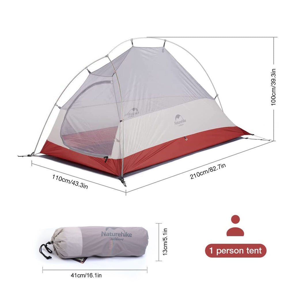 Tenda Camping/Ultralight Backpacking Tent - Naturehike Cloud Up™ PRO/ Kapasitas 1 Orang / 20D Nylon