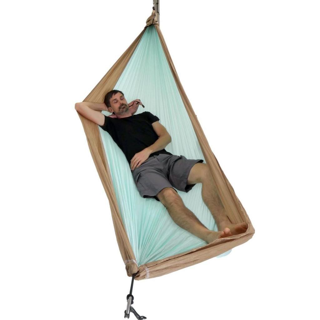 Ticket To The Moon - Hammock Original Mint / Ice Brown, Desain Lebar, Ringan 600g, Tahan Lama, Multifungsi untuk Camping & Tidur, Dimensi 320x200cm, OEKO-TEX, Pemasangan Cepat, Tas Ekspres, Kait S