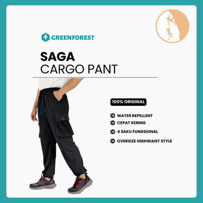 Celana Cargo Highwaist Oversize Unisex - Greenforest Saga