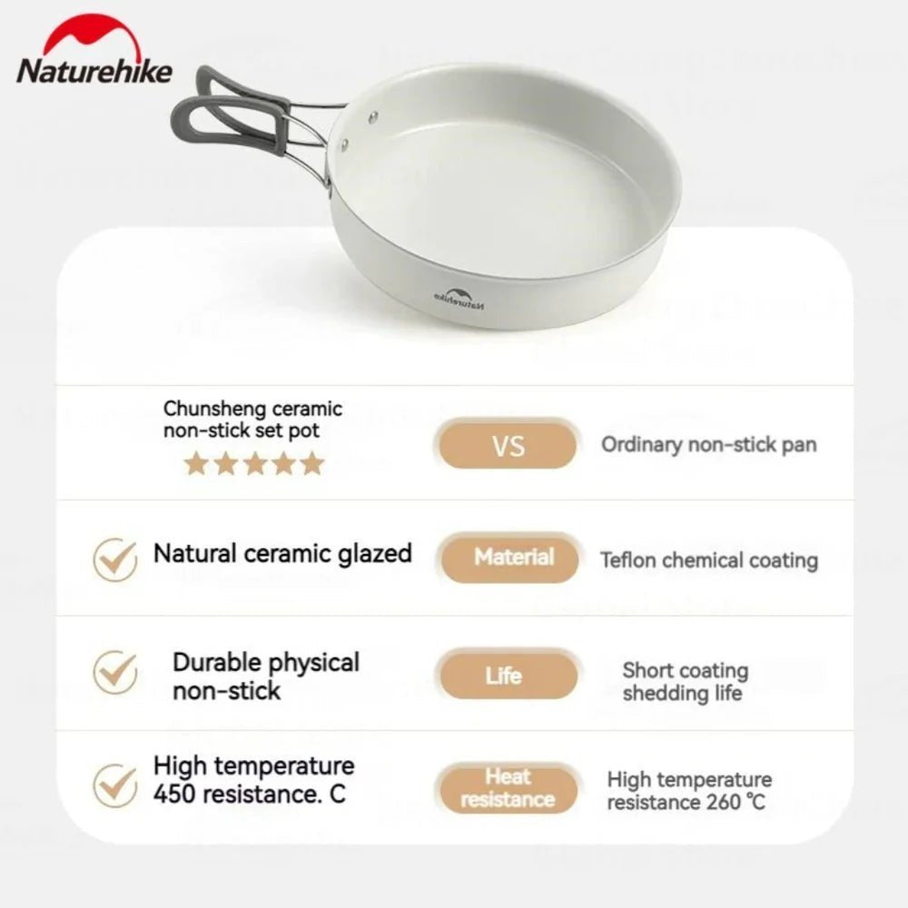 Set Alat Masak Camping Outdoor - Naturehike Ceramic Non-Stick Set Pots