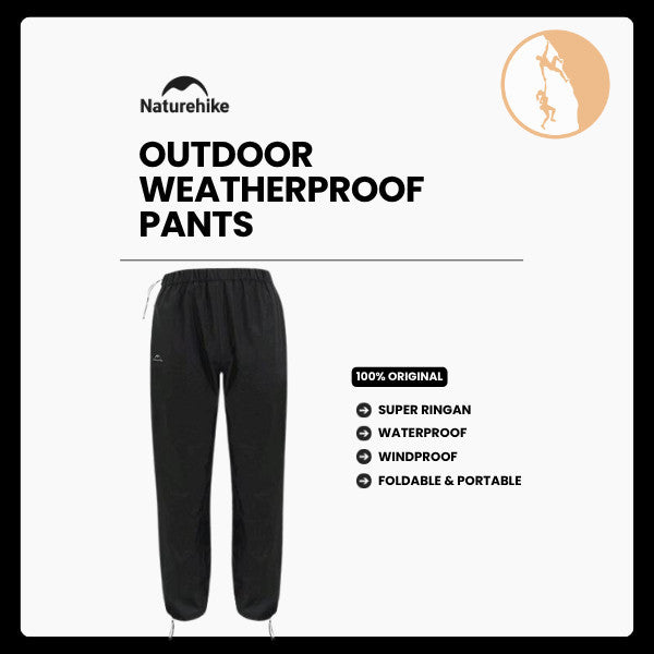 Celana Panjang Gunung Waterproof Unisex - Naturehike Outdoor Weatherproof  Pants / Black