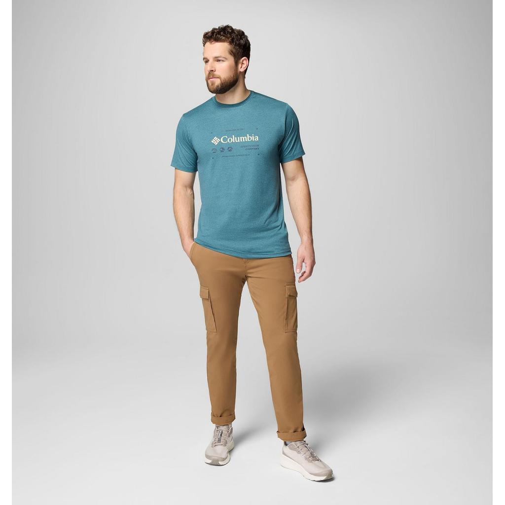 Kaos Outdoor/Hiking Pria - Columbia Men's Kwick Hike™ Graphic Short Sleeve T-Shirt (Everblue Heather)