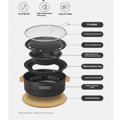 Kompor Arang Camping Portable Outdoor - Naturehike Moyan Table Top Round Stove / Blackfrying & Grilling