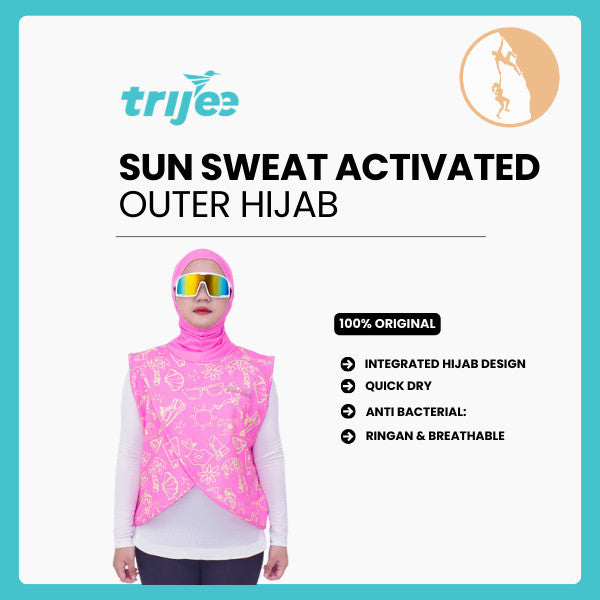 Hijab Outer Lari/Olahraga - Trijee Sun Sweat Activated (Pink)