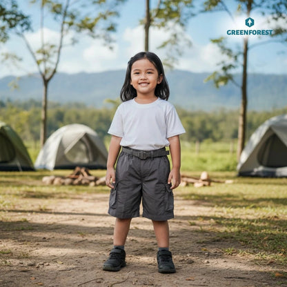 Celana Pendek Cargo Anak-anak Unisex - Greenforest Hinoki / FREE Belt