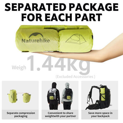 Tenda Camping/Ultralight Backpacking Tent - Naturehike Star River™ EXT / Kapasitas 2 Orang / 10D Nylon