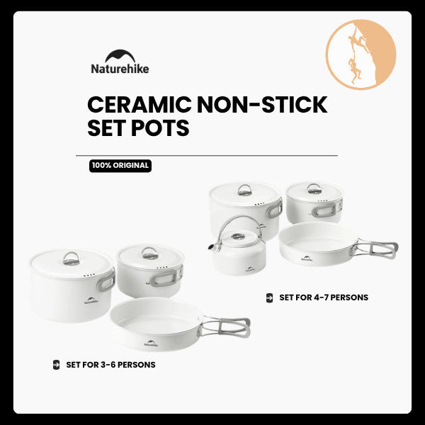 Set Alat Masak Camping Outdoor - Naturehike Ceramic Non-Stick Set Pots