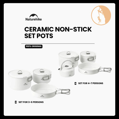 Set Alat Masak Camping Outdoor - Naturehike Ceramic Non-Stick Set Pots