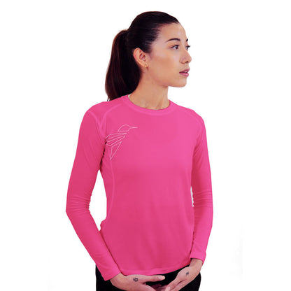 Kaos Wanita  Jersey Dryfit Baju Olahraga - Trijee ES HummingBird Long Sleeve Women - Pink