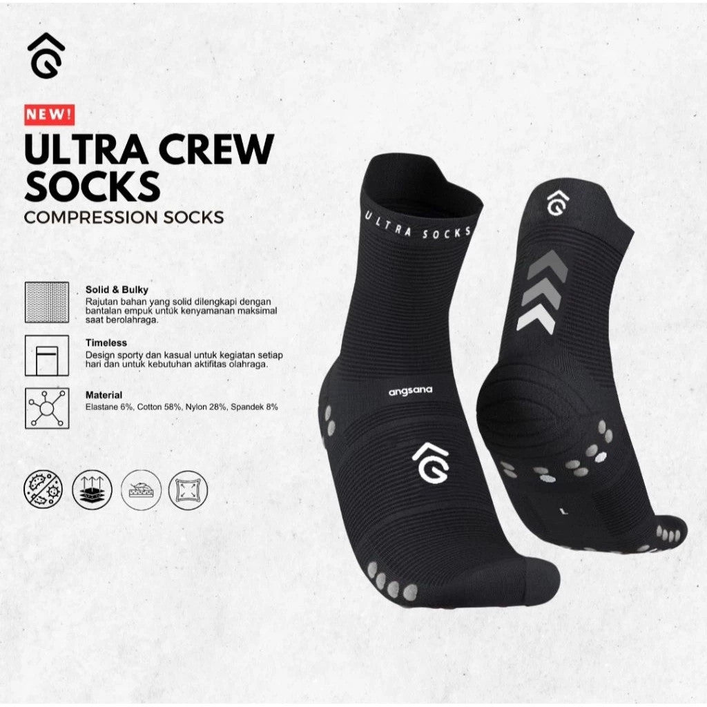 Kaos Kaki Lari Ultra - Angsana Compression Socks Crew