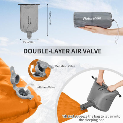 Matras Angin Camping - Naturehike TuYe™ 5.8 Ultralight Inflatable Pad / Orange / Mummy (183x58cm)