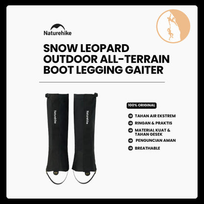 Gaiter Pelindung Kaki Sepatu - Naturehike Snow Leopard Outdoor All-terrain Boot Legging Gaiter / Black