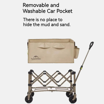 Trolley/Gerobak Lipat Portable - Naturehike Light Folding Gathering Camping Cart / Khaki / 185+90L / CNK2450JJ017
