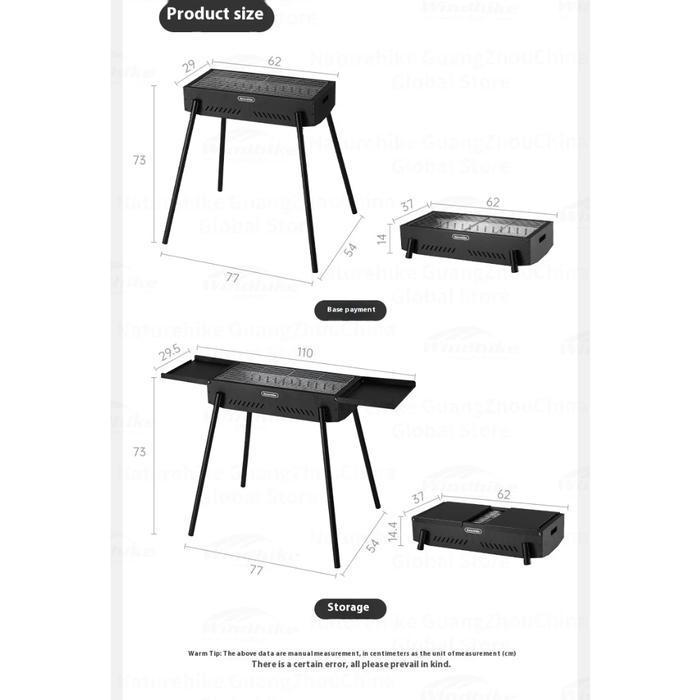 Kompor Pemanggang Camping Outdoor - Naturehike Moyan Multi-functional Vertical Barbecue Grill / CNK2550CF013 / Black / Storage Rack